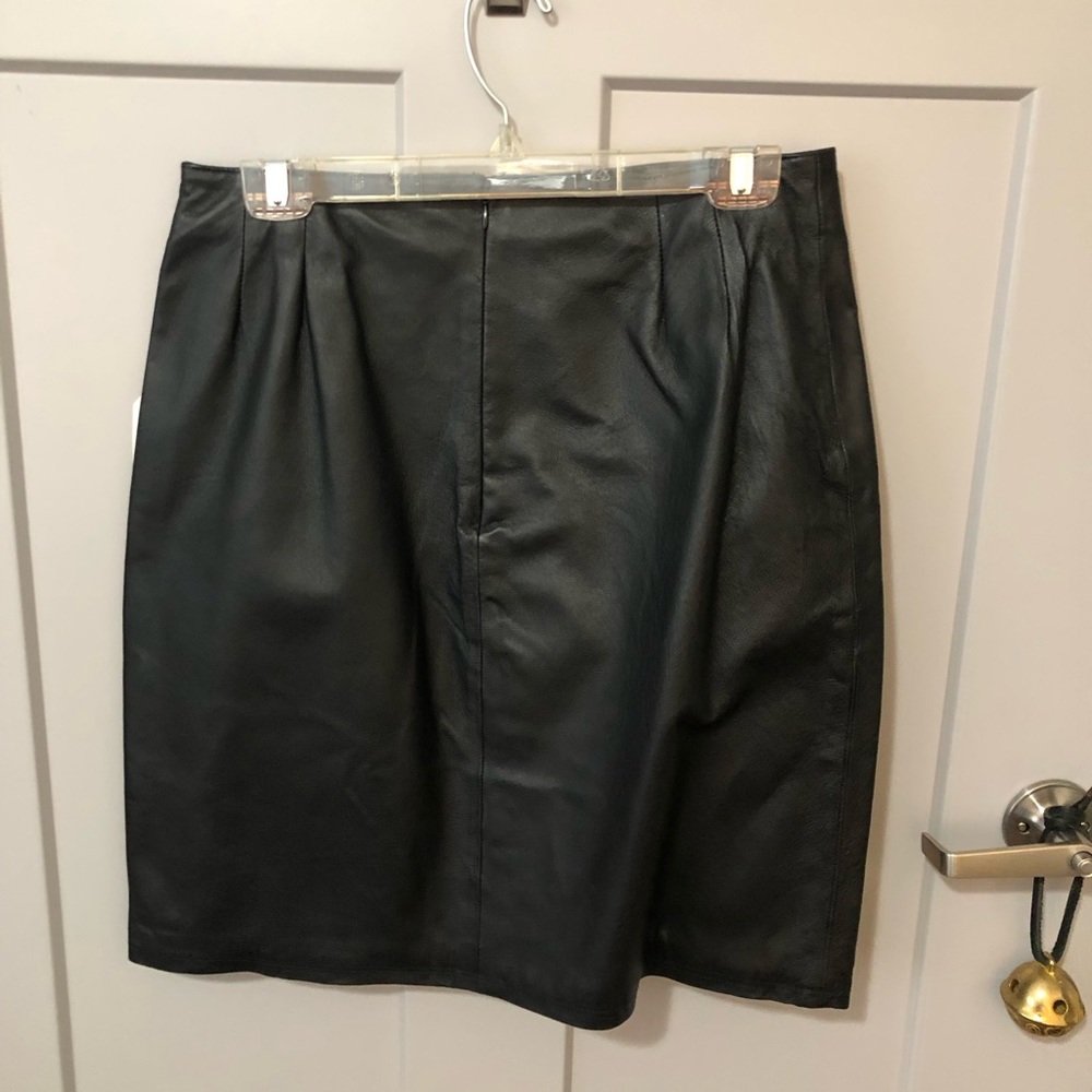 Clio black short leather skirt, size 12.